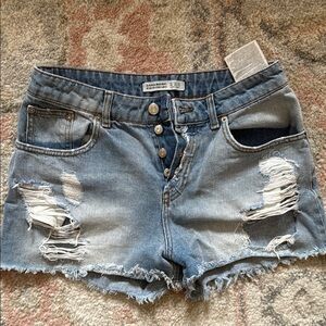 Zara Blue Distressed Denim Shorts